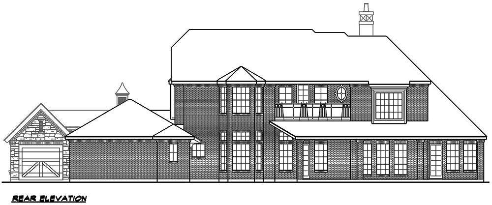 Home Plan Rear Elevation of this 5-Bedroom,5518 Sq Ft Plan -195-1137
