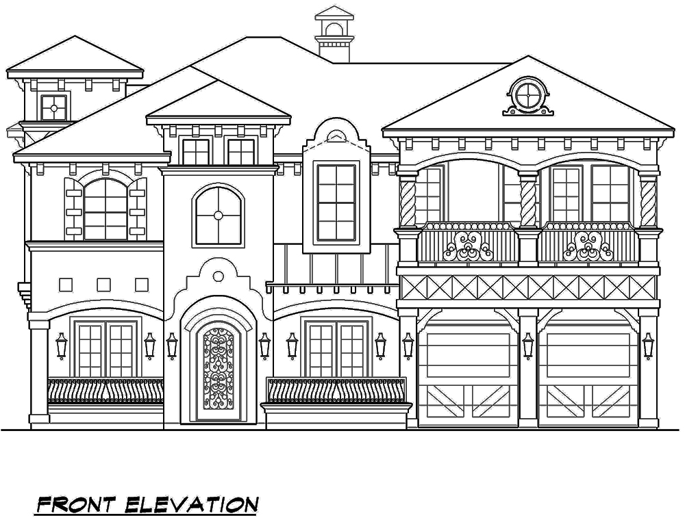 Home Plan Front Elevation of this 4-Bedroom,3995 Sq Ft Plan -195-1138