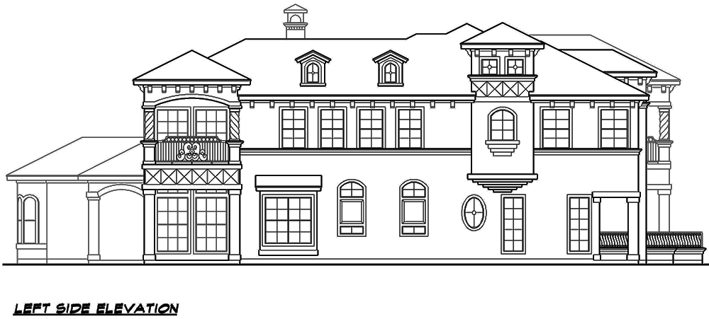 Home Plan Left Elevation of this 4-Bedroom,3995 Sq Ft Plan -195-1138