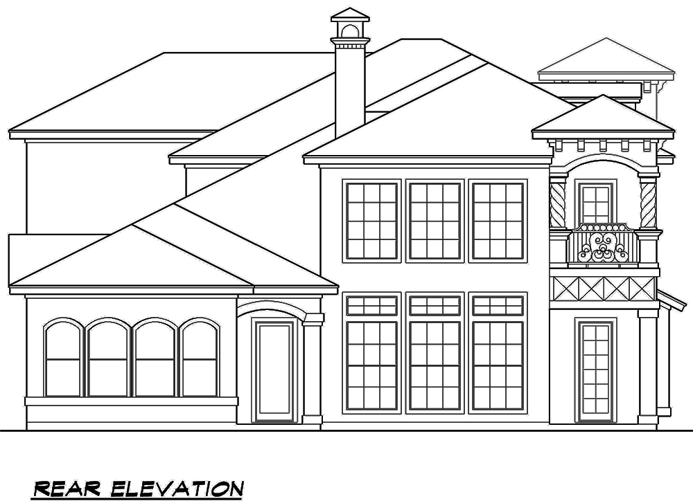 Home Plan Rear Elevation of this 4-Bedroom,3995 Sq Ft Plan -195-1138