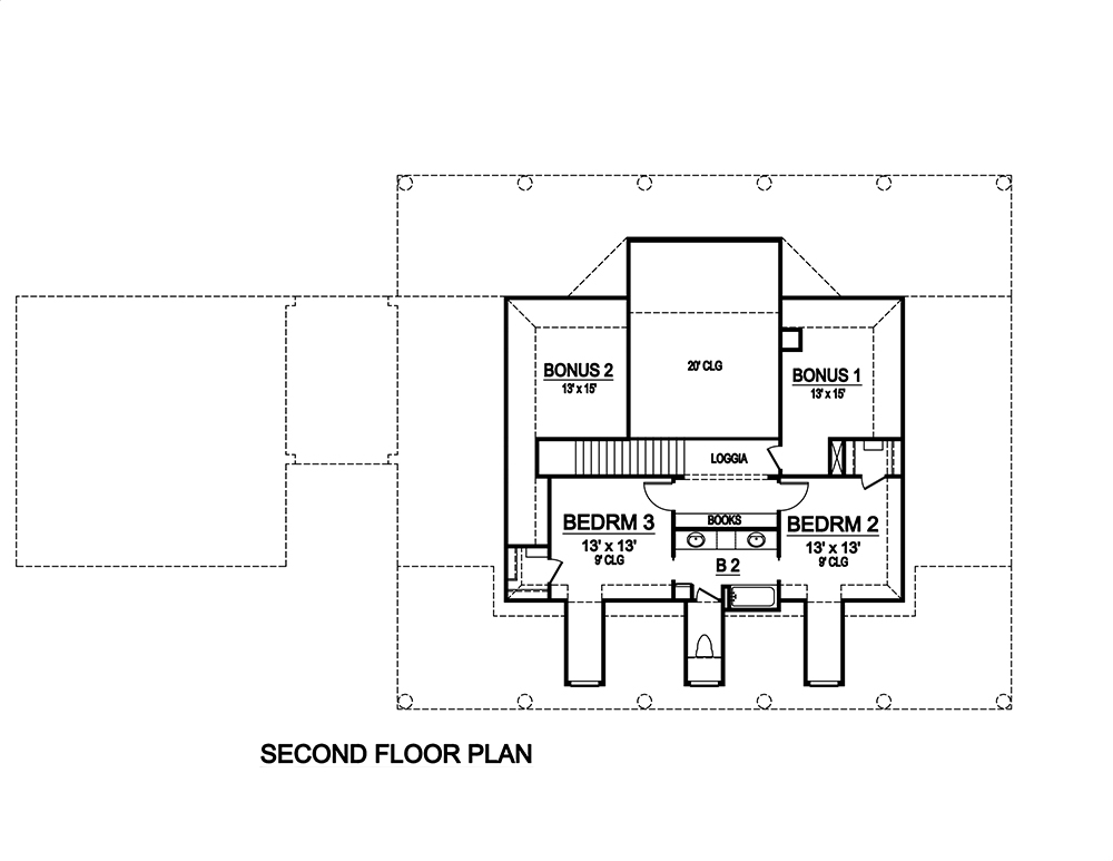 Floor Plan Second Story of Craftsman Plan #195-1139
