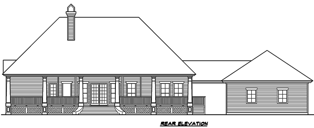 Home Plan Rear Elevation of this 3-Bedroom,3045 Sq Ft Plan -195-1139