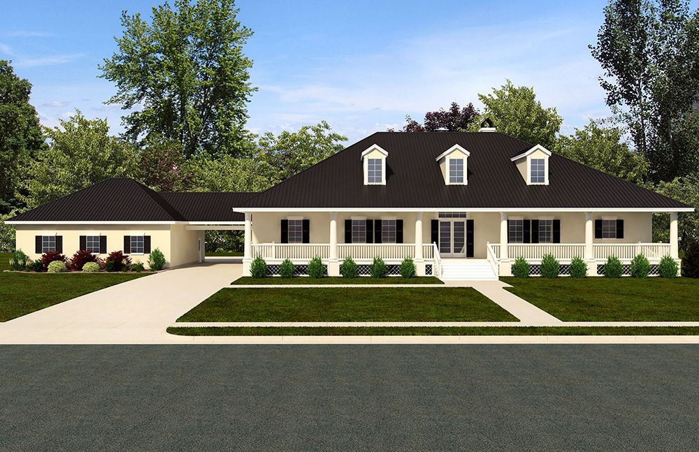 Front elevation of Craftsman home (ThePlanCollection: House Plan #195-1139)