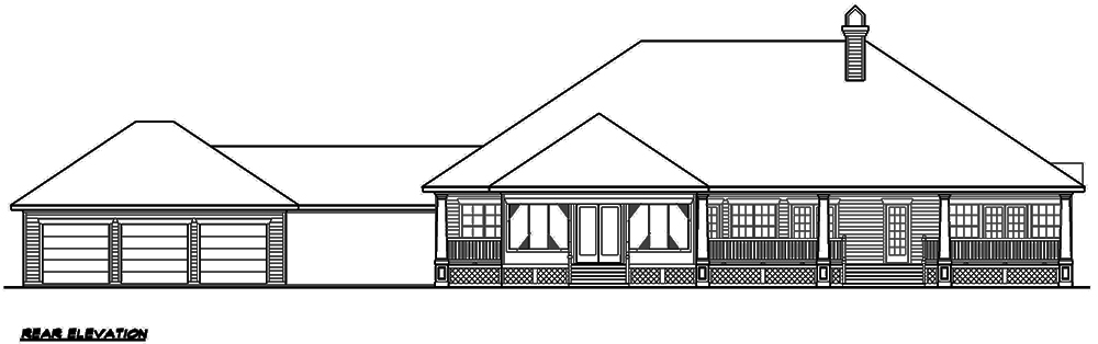Home Plan Rear Elevation of this 3-Bedroom,3192 Sq Ft Plan -195-1140