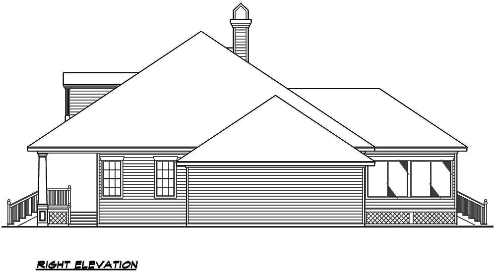 Home Plan Right Elevation of this 3-Bedroom,3192 Sq Ft Plan -195-1140