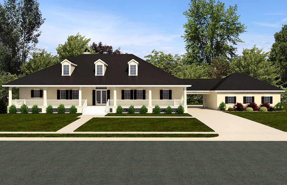 Front elevation of Craftsman home (ThePlanCollection: House Plan #195-1140)