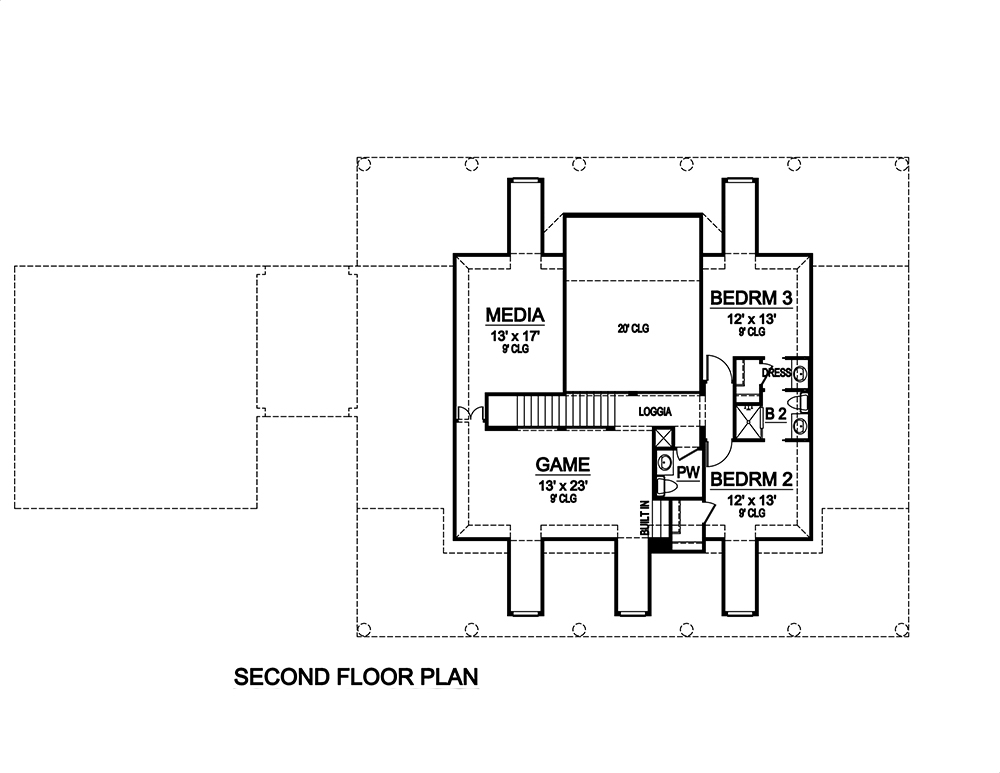 Floor Plan Second Story of Craftsman Plan #195-1141