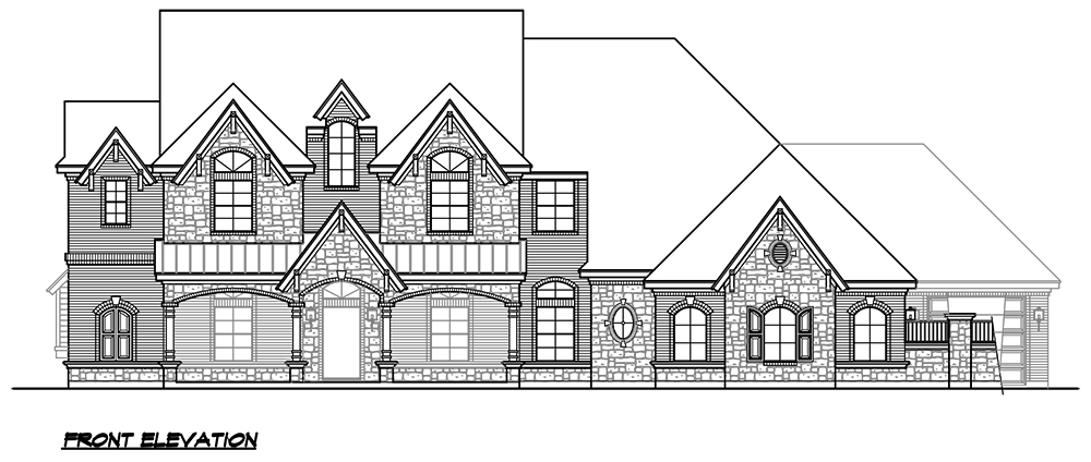 Home Plan Front Elevation of this 5-Bedroom,5319 Sq Ft Plan -195-1144