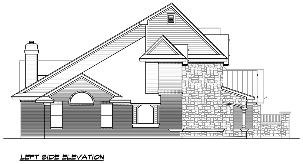 Home Plan Left Elevation of this 5-Bedroom,5319 Sq Ft Plan -195-1144