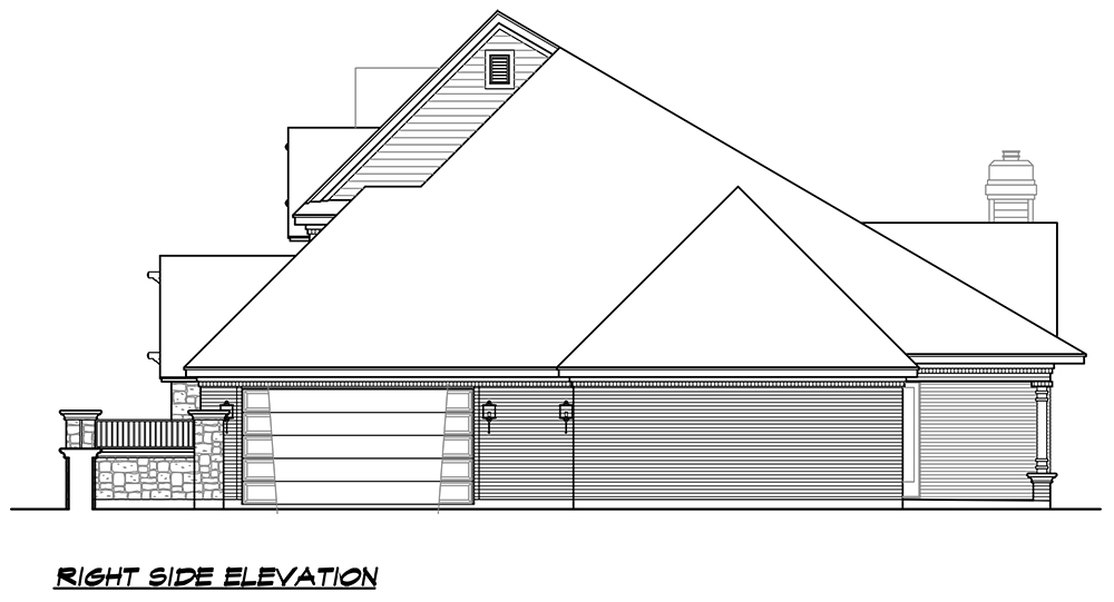 Home Plan Right Elevation of this 5-Bedroom,5319 Sq Ft Plan -195-1144
