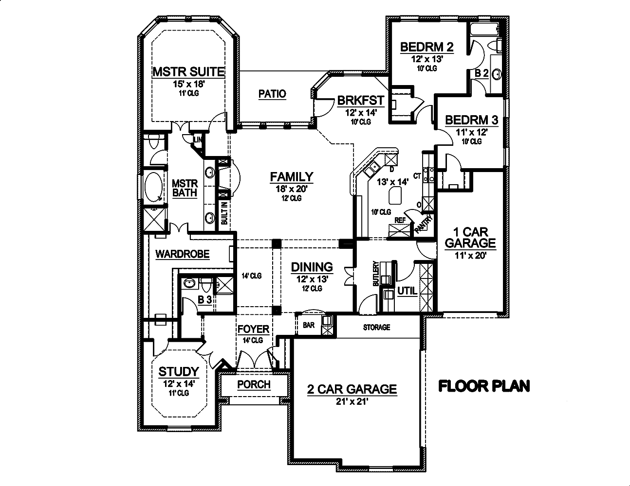 Floor Plan First Story of Tudor Plan #195-1147