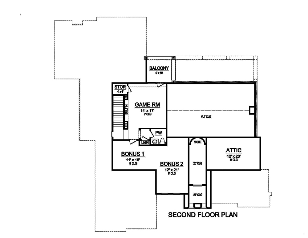 Floor Plan Second Story of Mediterranean Plan #195-1149