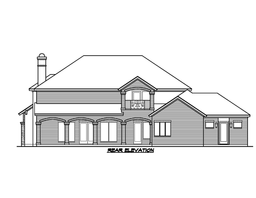 Home Plan Rear Elevation of this 4-Bedroom,3560 Sq Ft Plan -195-1149