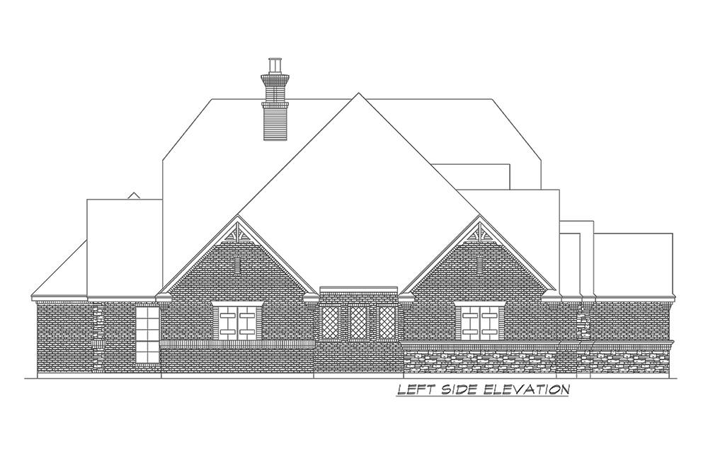 Home Plan Left Elevation of this 4-Bedroom,3573 Sq Ft Plan -195-1151