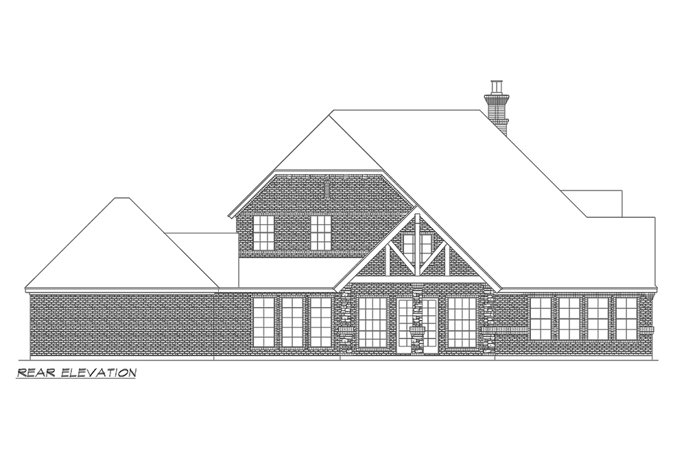 Home Plan Rear Elevation of this 4-Bedroom,3573 Sq Ft Plan -195-1151