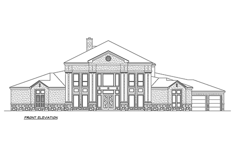 Home Plan Front Elevation of this 4-Bedroom,4873 Sq Ft Plan -195-1152