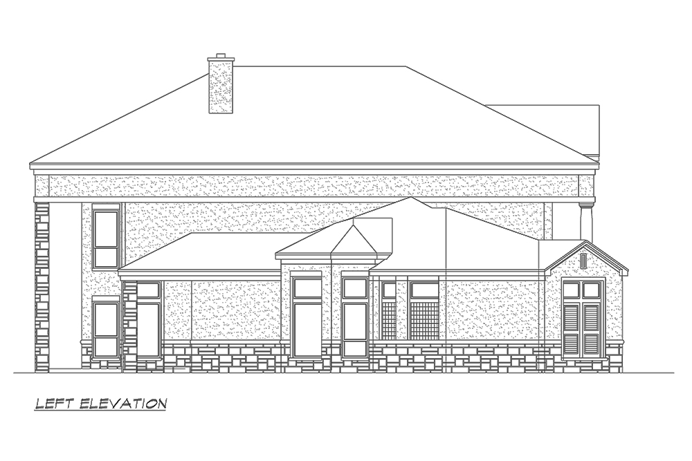 Home Plan Left Elevation of this 4-Bedroom,4873 Sq Ft Plan -195-1152