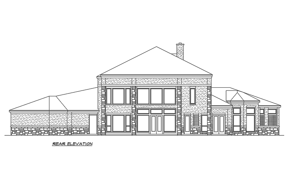Home Plan Rear Elevation of this 4-Bedroom,4873 Sq Ft Plan -195-1152
