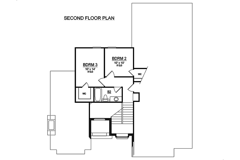Floor Plan Second Story of Tudor Plan #195-1154