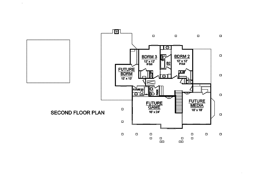 Floor Plan Second Story of Craftsman Plan #195-1156