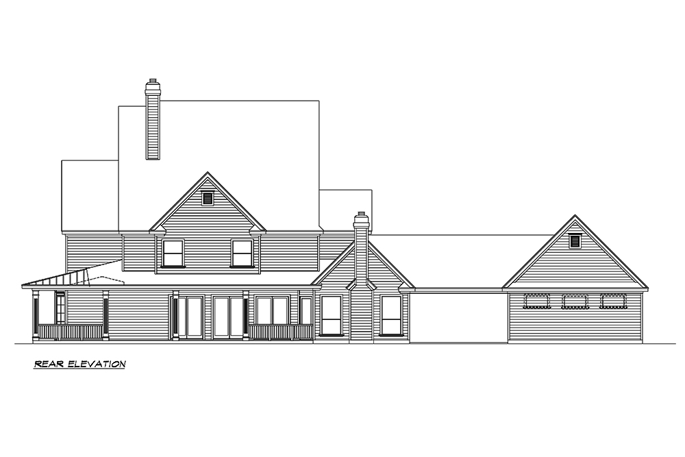 Home Plan Rear Elevation of this 3-Bedroom,3415 Sq Ft Plan -195-1156