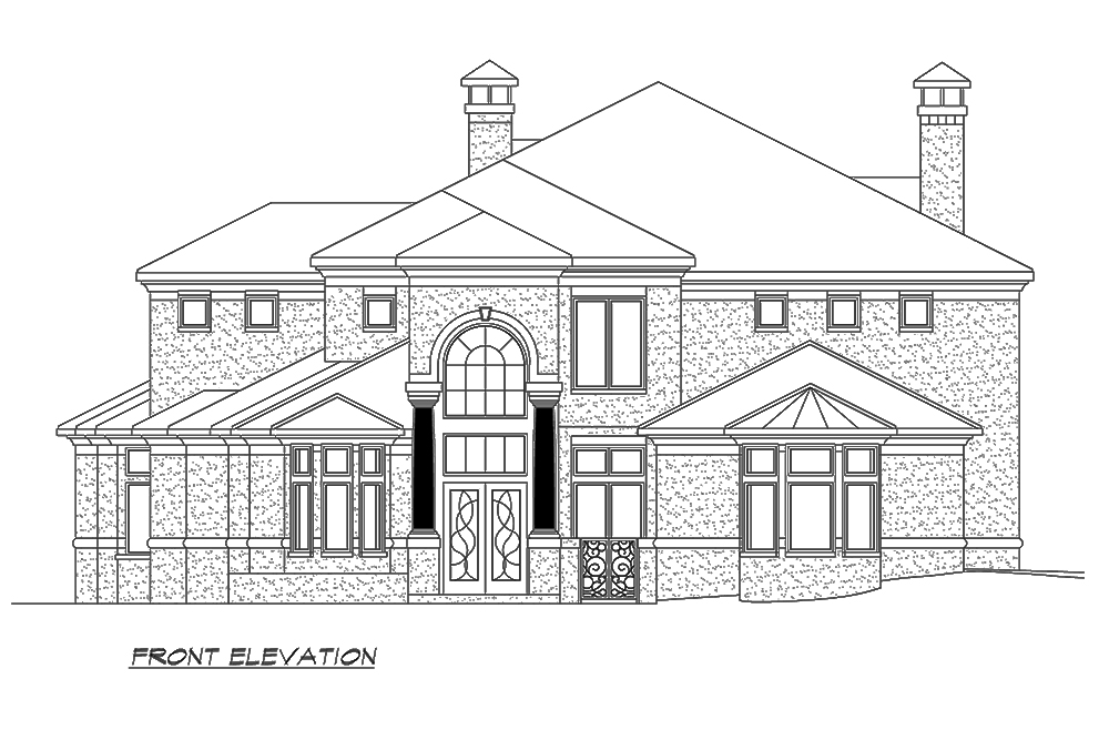 Home Plan Front Elevation of this 5-Bedroom,7575 Sq Ft Plan -195-1159