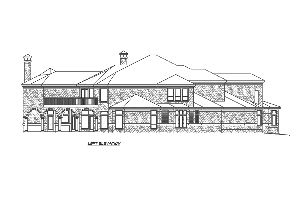Home Plan Left Elevation of this 5-Bedroom,7575 Sq Ft Plan -195-1159