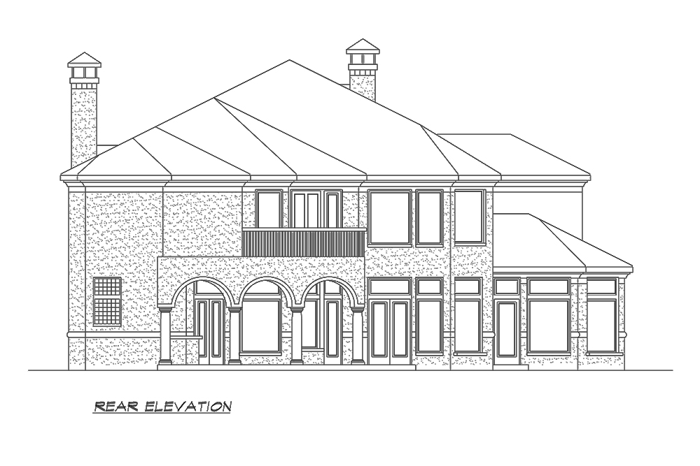 Home Plan Rear Elevation of this 5-Bedroom,7575 Sq Ft Plan -195-1159