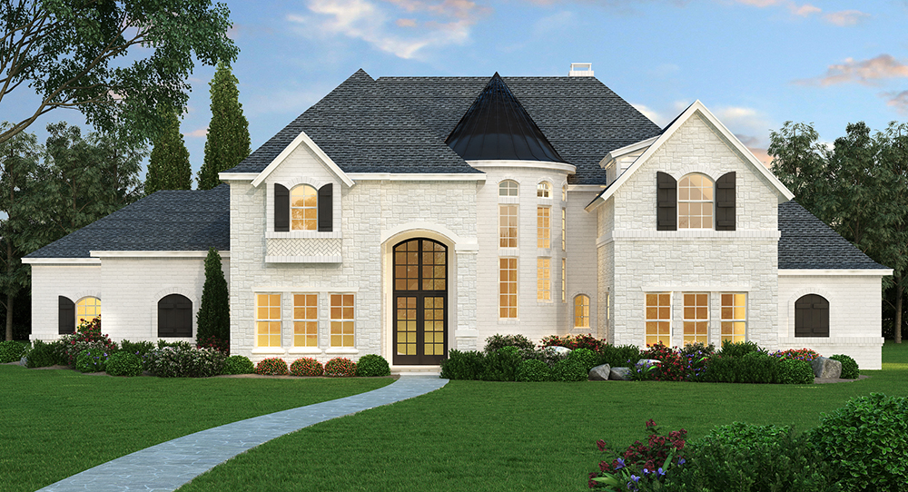 Front elevation of Georgian home (ThePlanCollection: House Plan #195-1160)
