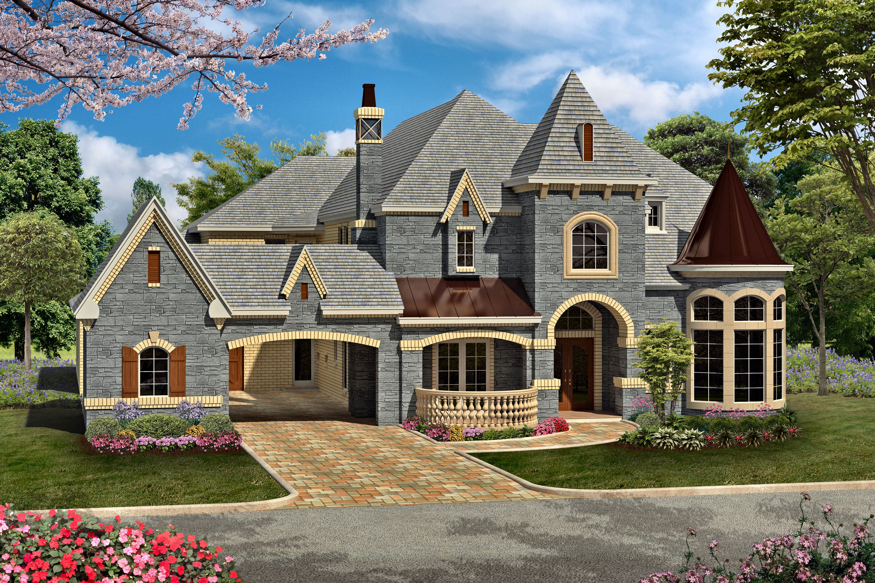 Home Plan Rear Elevation of this 5-Bedroom,6065 Sq Ft Plan -195-1161