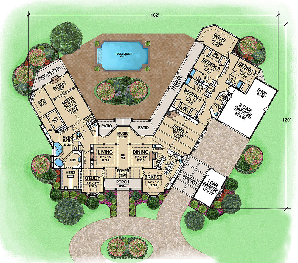Floor Plan First Story of Georgian Plan #195-1162