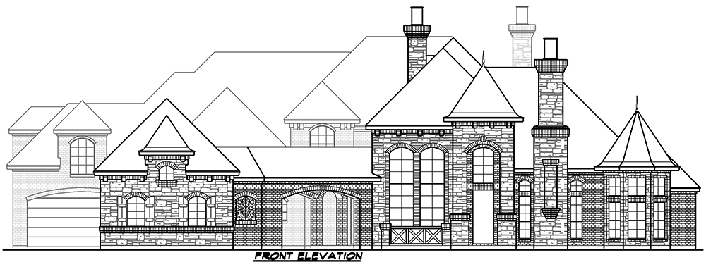Home Plan Front Elevation of this 5-Bedroom,6550 Sq Ft Plan -195-1163