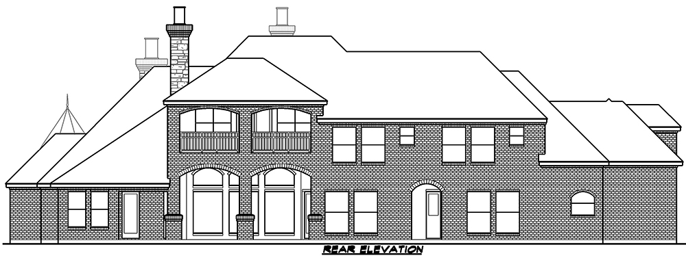 Home Plan Rear Elevation of this 5-Bedroom,6550 Sq Ft Plan -195-1163