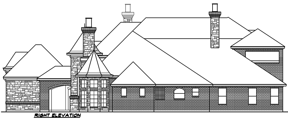 Home Plan Right Elevation of this 5-Bedroom,6550 Sq Ft Plan -195-1163