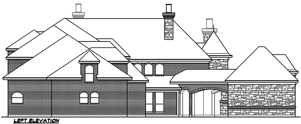 Home Plan Left Elevation of this 5-Bedroom,6550 Sq Ft Plan -195-1163