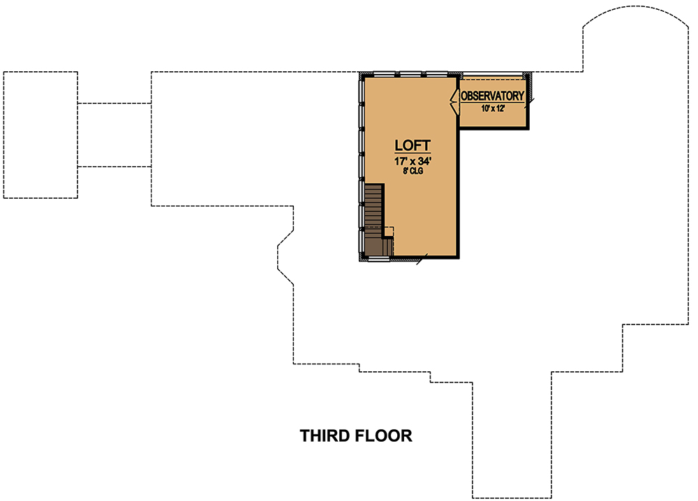 Floor Plan Third Story of Mediterranean Plan #195-1164