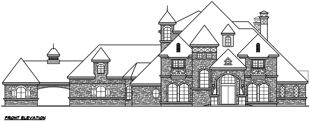 Home Plan Front Elevation of this 5-Bedroom,6291 Sq Ft Plan -195-1164