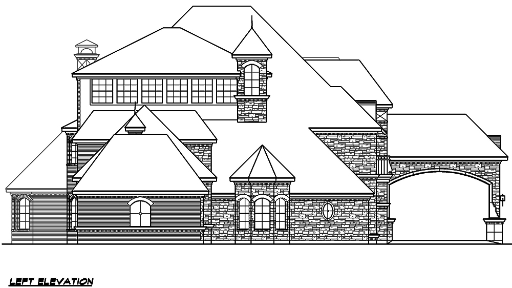 Home Plan Left Elevation of this 5-Bedroom,6291 Sq Ft Plan -195-1164