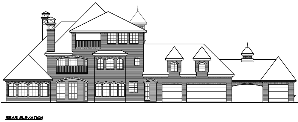 Home Plan Rear Elevation of this 5-Bedroom,6291 Sq Ft Plan -195-1164