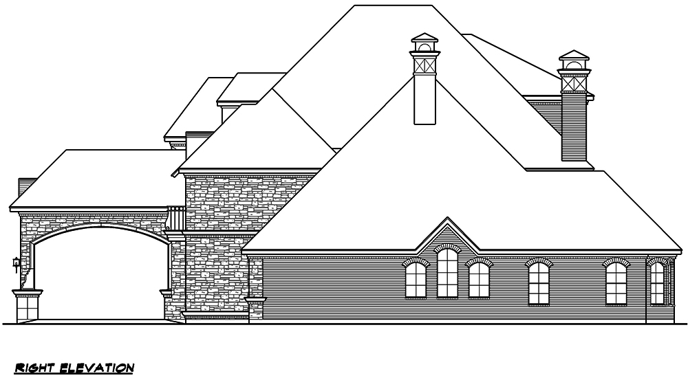 Home Plan Right Elevation of this 5-Bedroom,6291 Sq Ft Plan -195-1164