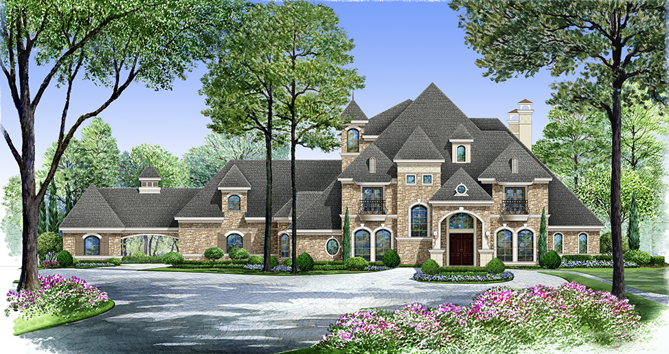 Front elevation of Mediterranean home (ThePlanCollection: House Plan #195-1164)