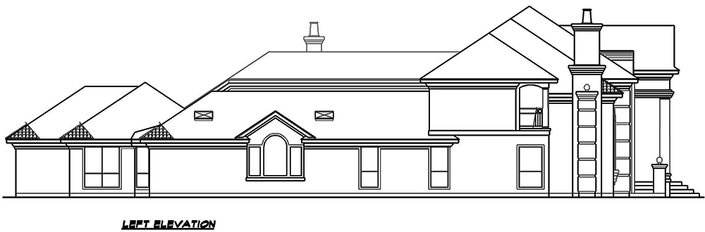 Home Plan Left Elevation of this 4-Bedroom,6024 Sq Ft Plan -195-1165