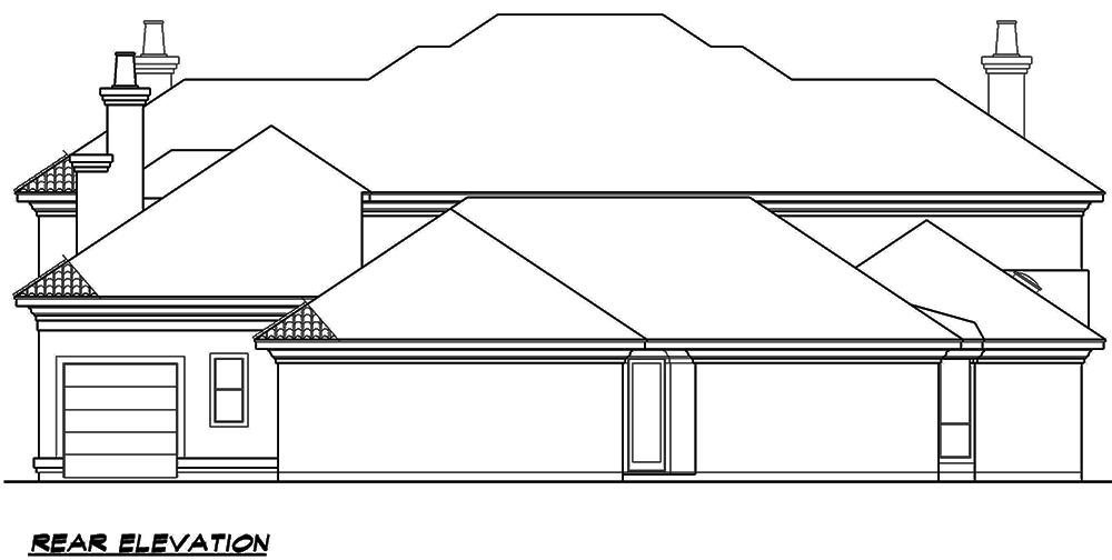 Home Plan Rear Elevation of this 4-Bedroom,6024 Sq Ft Plan -195-1165