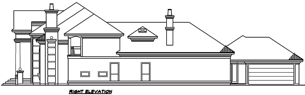 Home Plan Right Elevation of this 4-Bedroom,6024 Sq Ft Plan -195-1165
