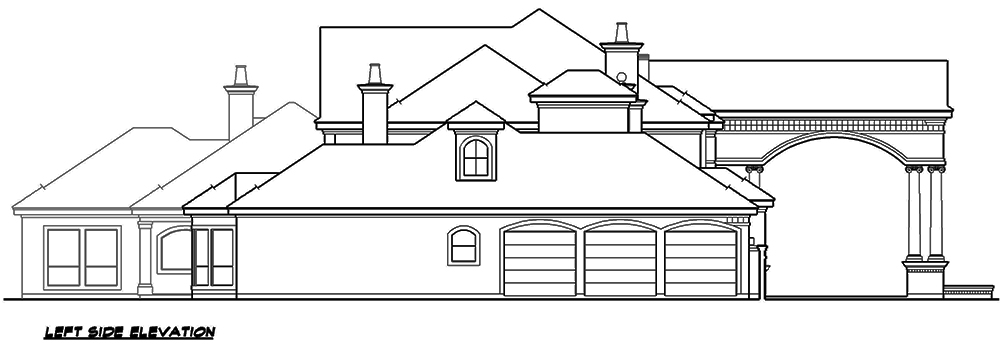 Home Plan Left Elevation of this 5-Bedroom,6969 Sq Ft Plan -195-1167