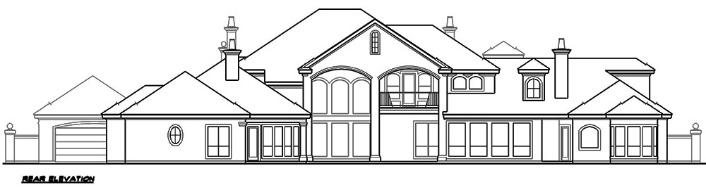 Home Plan Rear Elevation of this 5-Bedroom,6969 Sq Ft Plan -195-1167