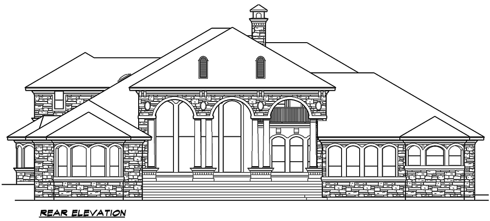 Home Plan Rear Elevation of this 4-Bedroom,6903 Sq Ft Plan -195-1168