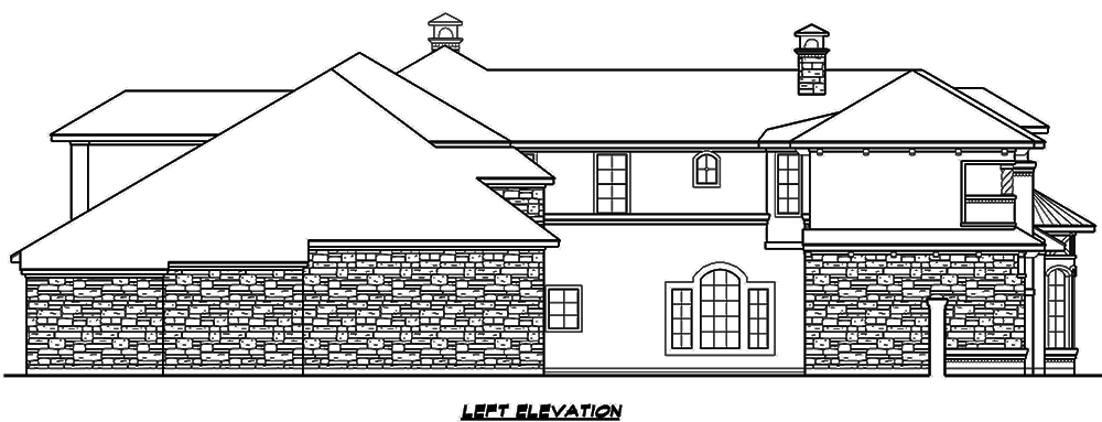 Home Plan Left Elevation of this 4-Bedroom,6651 Sq Ft Plan -195-1170