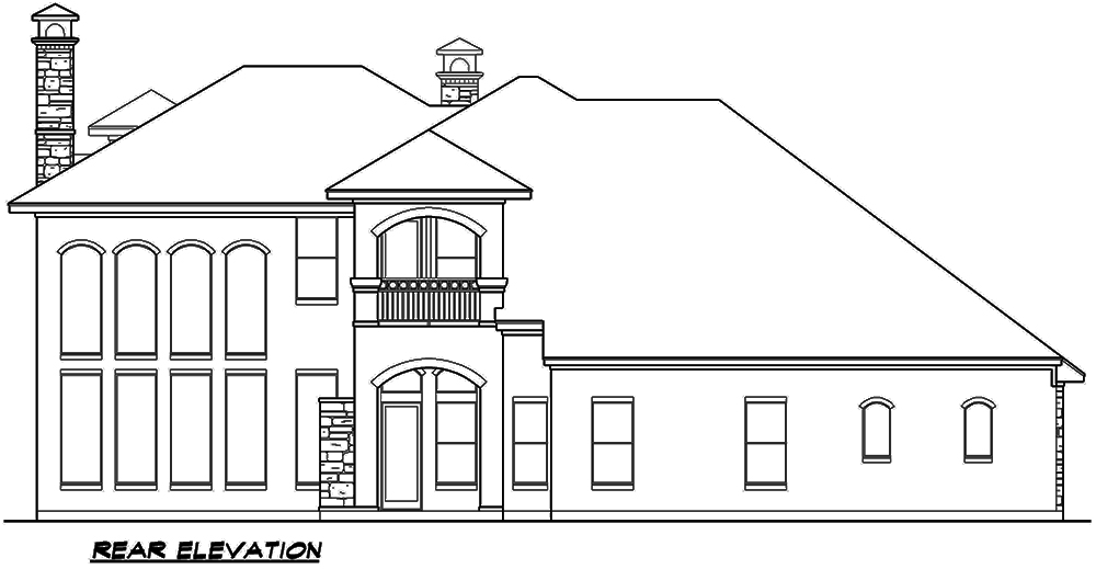 Home Plan Rear Elevation of this 4-Bedroom,6651 Sq Ft Plan -195-1170
