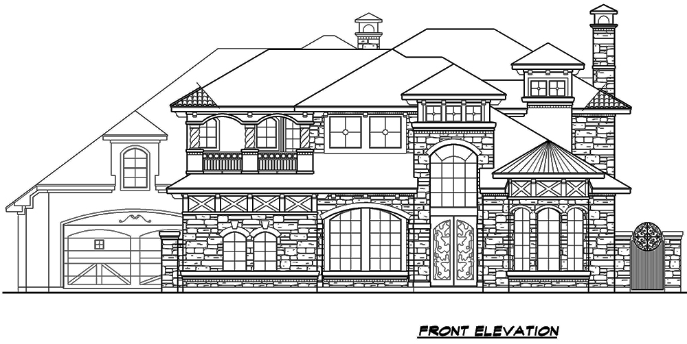 Home Plan Front Elevation of this 4-Bedroom,6651 Sq Ft Plan -195-1170